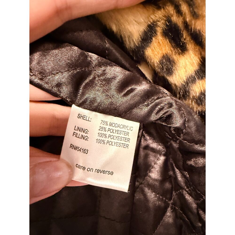 NEW! Calvin Klein L Leopard Print Faux Fur $299 Long Coat Jacket Animal Print - Picture 12 of 12
